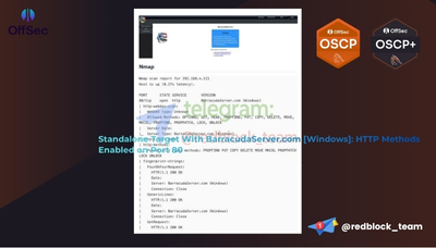 OSCP+ Standalone Target With BarracudaServer.com [Windows] HTTP Methods Enabled on Port 80